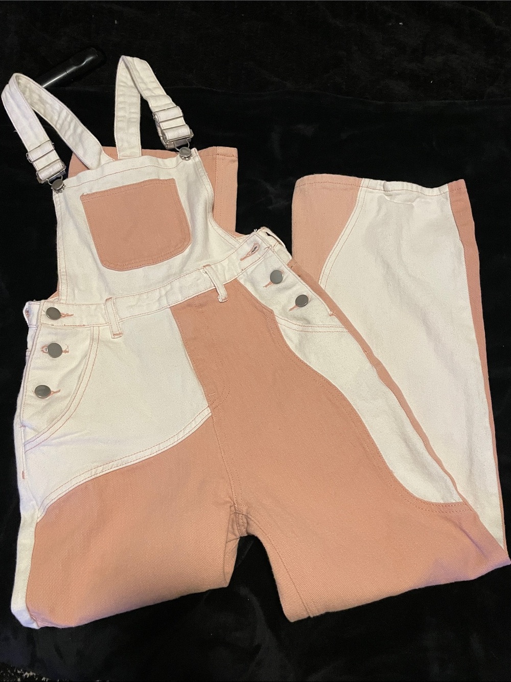CIDER Two-Tone Pink & Cream Women's Denim Overalls